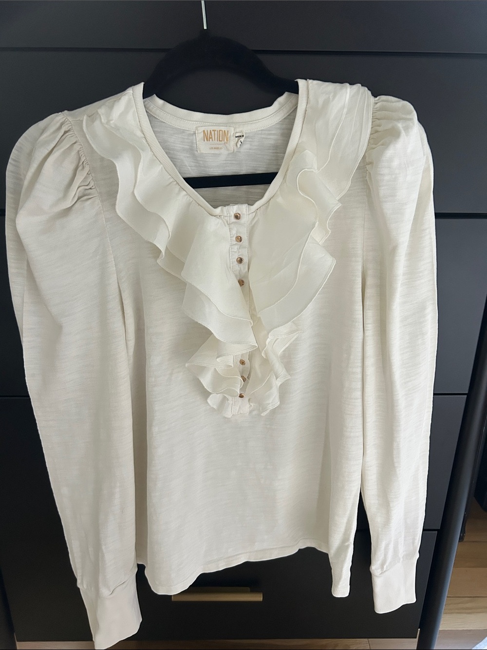 Nation LTD Ivory Ruffle V-Neck Blouse
